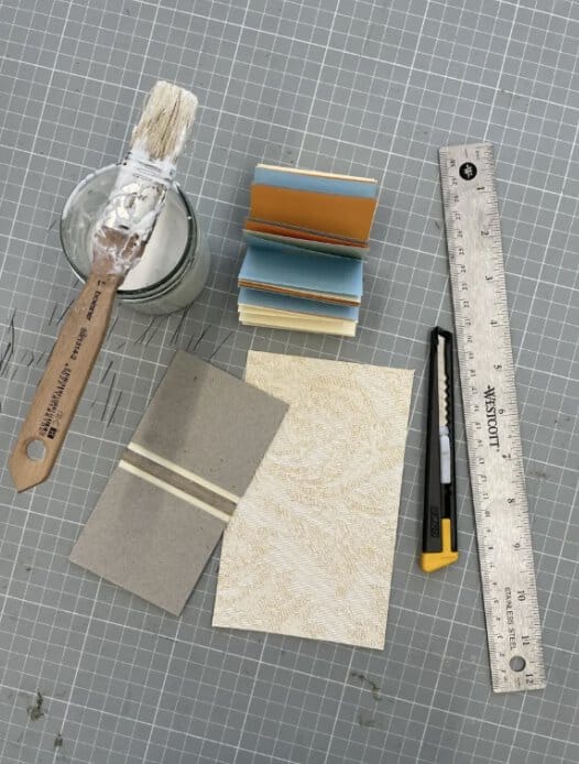 Buchbindewerkzeuge und Materialien